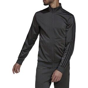 adidas Essentials Warm-Up 3-Stripes Track Jacket Dark Gray Men’s Large - NEW